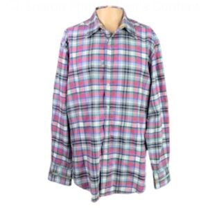 Robert Graham XL Button Up Shirt Multi Plaid Normcore Coastal Cotton